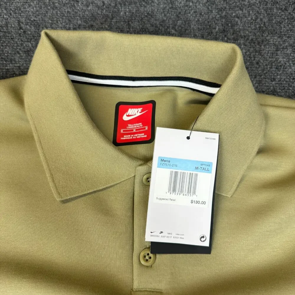 Nike Tech Fleece Reimagined Polo Mens Medium Tall‎ Long Sleeve Olive FZ7570-276